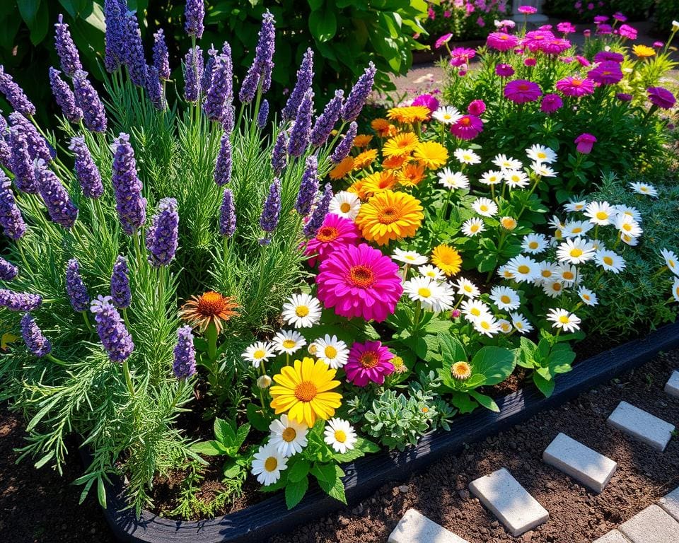 Beetgestaltung im Garten: Blumen und Kräuter kombinieren