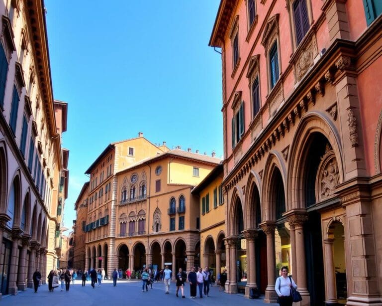 Romanische Fassaden in Bologna, Italien