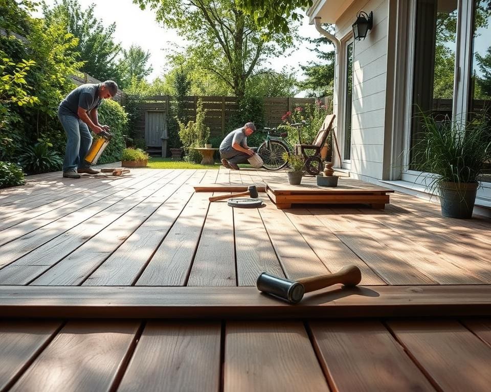 Verlegung von Terrassenböden aus Holz