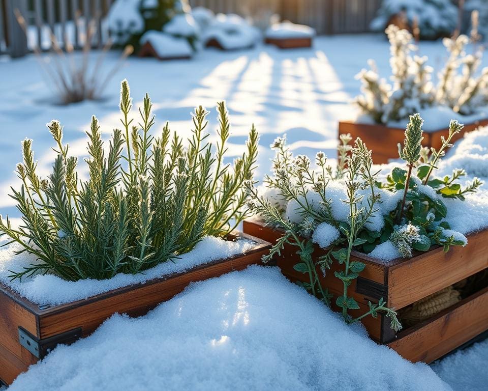 Winterkräuter im Kräutergarten