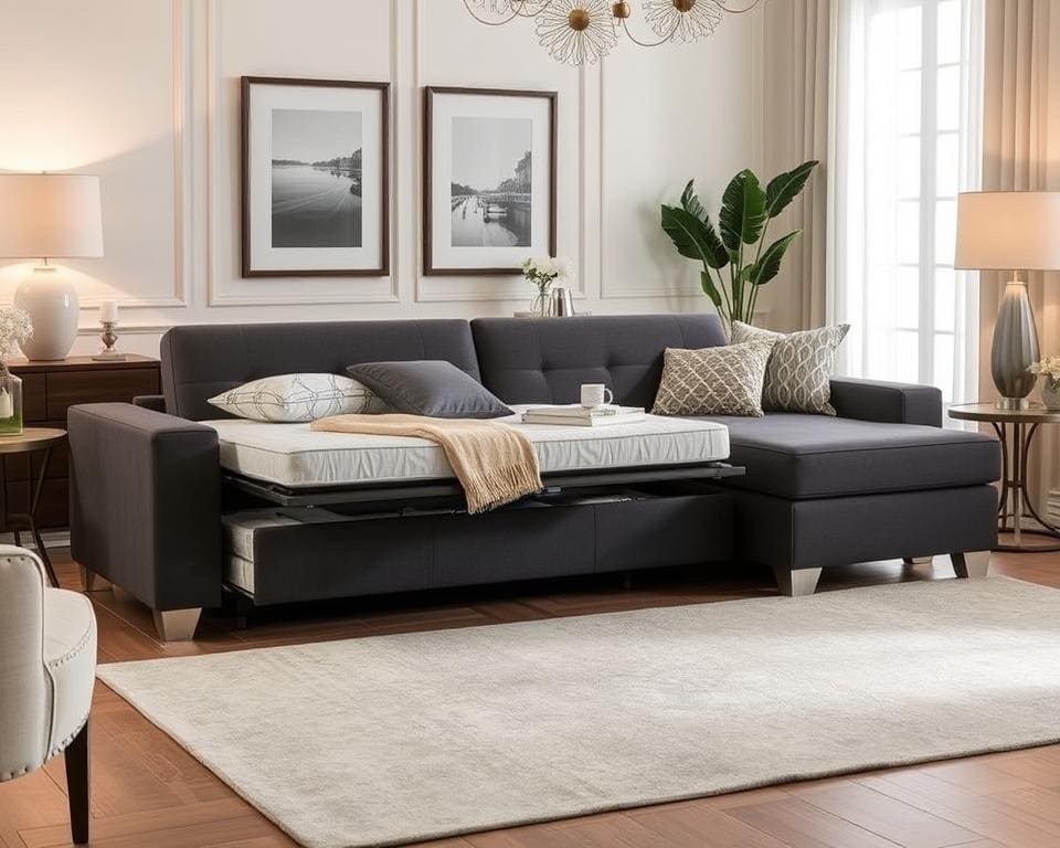 Schlafsofa mit Stauraum im Wohnzimmer