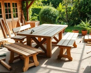 Terrassenmöbel aus Holz selber bauen: Tisch und Bänke