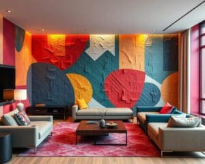 Kreative Wandgestaltung im Wohnzimmer: Farbe trifft Struktur