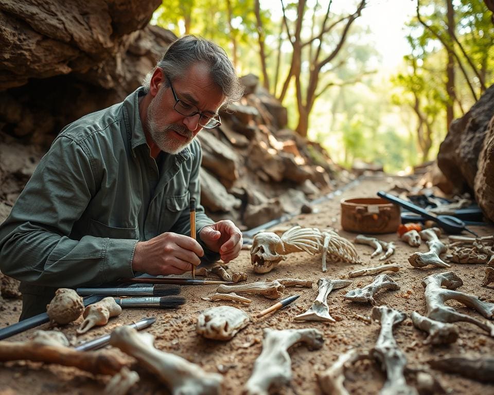 Zooarchäologe untersucht tierische Überreste