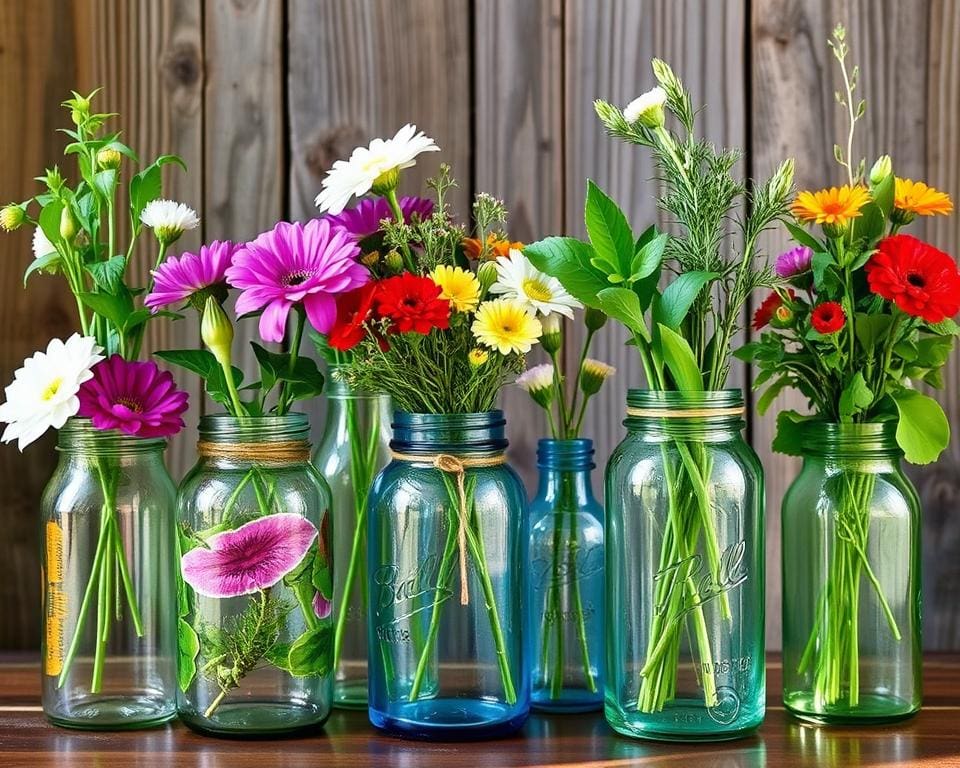 DIY-Vasen aus recycelten Gläsern