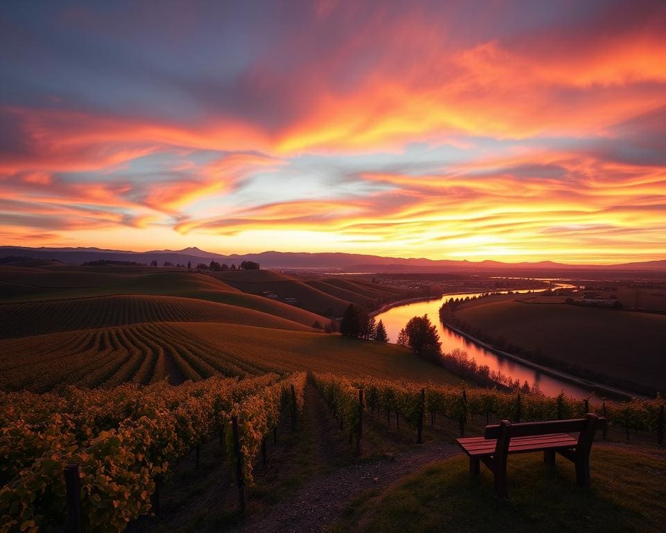 Romantische Sonnenuntergänge im Weinanbaugebiet