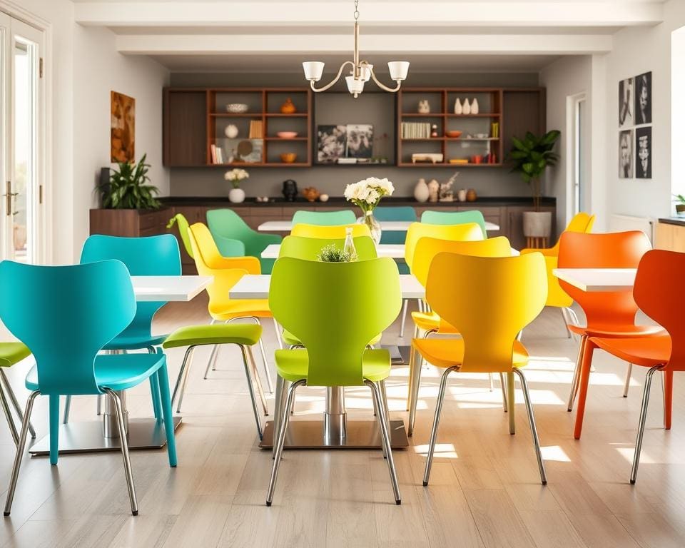 Stühle in verschiedenen Farben