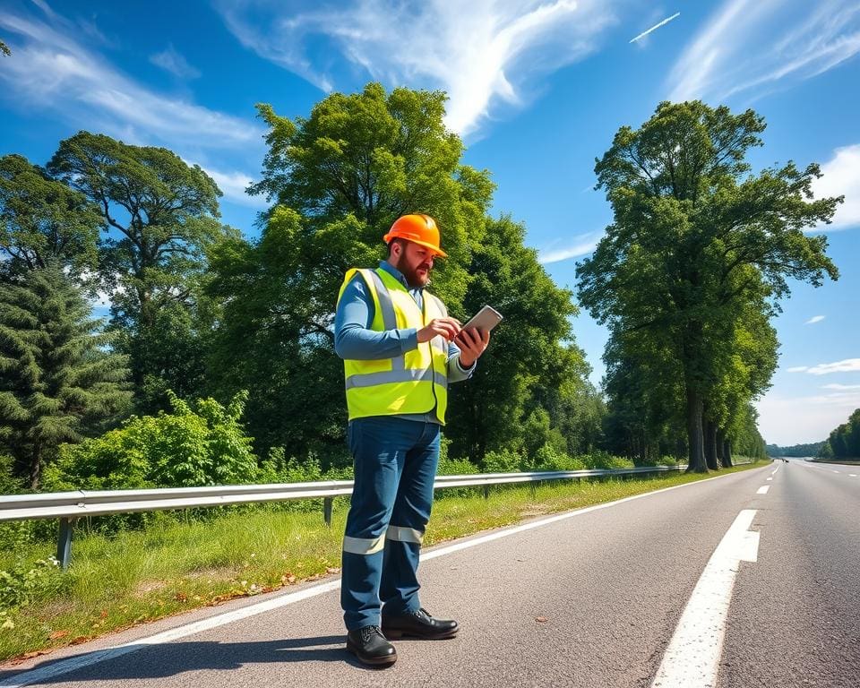 Autobahnwärter bei der Wartung auf Schnellstraßen