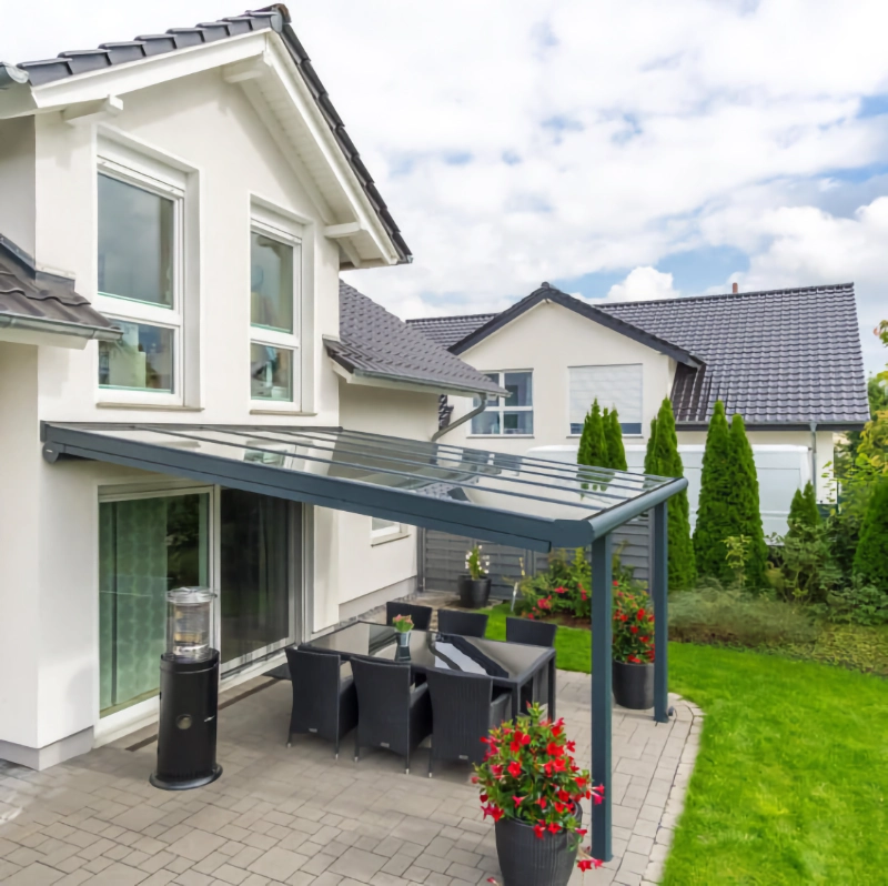 Terrassenüberdachung, Aluminium Terrassendach, Paderborn, Sicherheitsglas