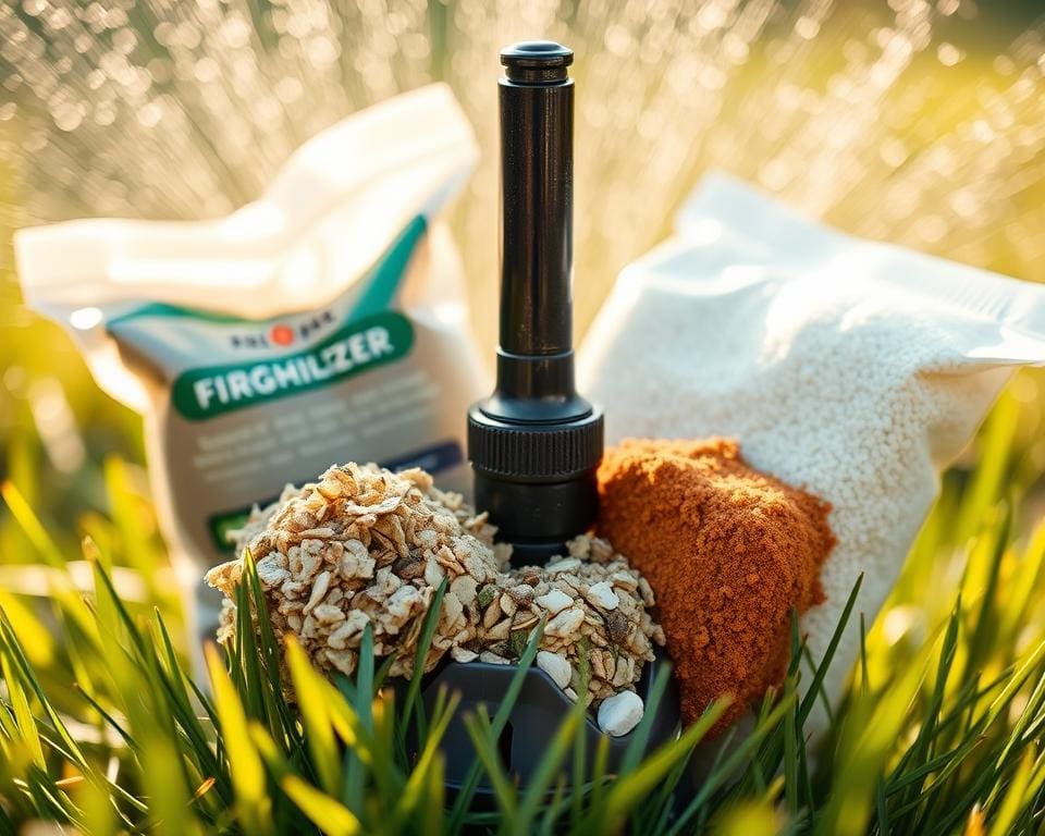 Düngertypen im Rasensprenkler für organischer Rasendünger und mineralischer Dünger Düngertypen im Rasensprenkler für organischer Rasendünger und mineralischer Dünger