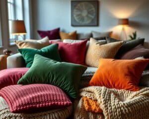 Wie bringst du Farbe mit Kissen und Decken ein?