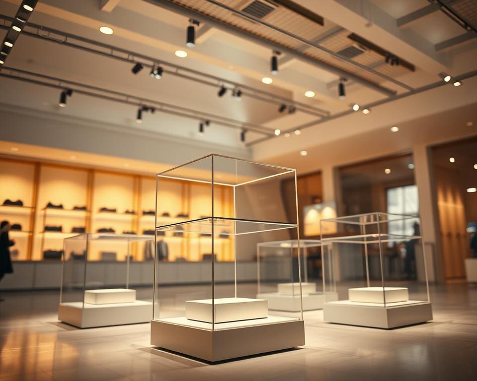 Wozu dienen transparente Kuben im Ladenbau?