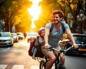 Wie reist man mit Fahrrad und Kindersitz durch Städte?