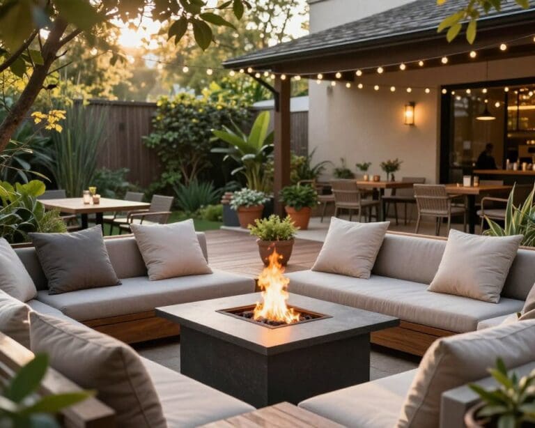 Wie integriert man eine Feuerstelle in die Terrasse?