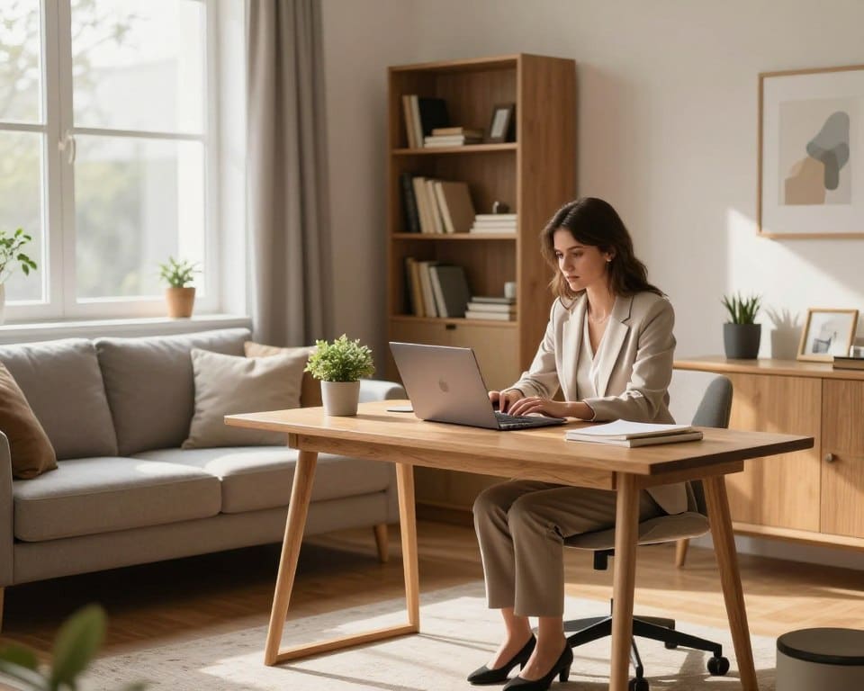 Arbeitsplatz im Wohnzimmer